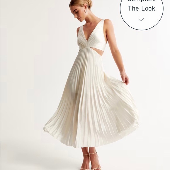 Abercombie & Fitch Satin Pleated Cutout Maxi Pink XS - Picture 4 of 4